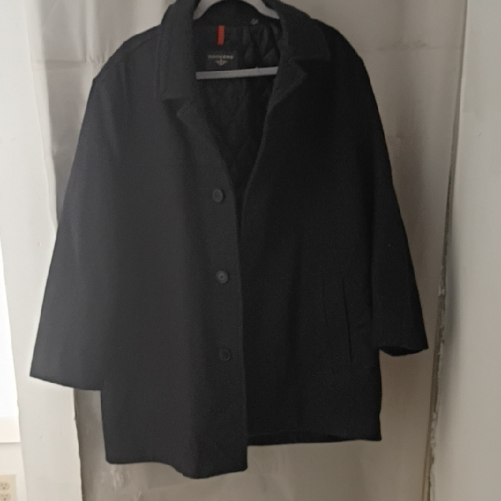 Dockers Black Wool Pea Coat with Button Front